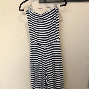 black & white striped jumpsuit, strapless